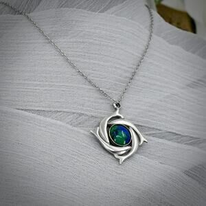 Vintage Ken Kantro 925 Sterling Silver Earth Planet Globe Swirl Pendant Necklace